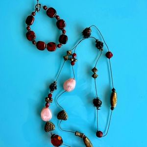 Beaded necklace and bracelet